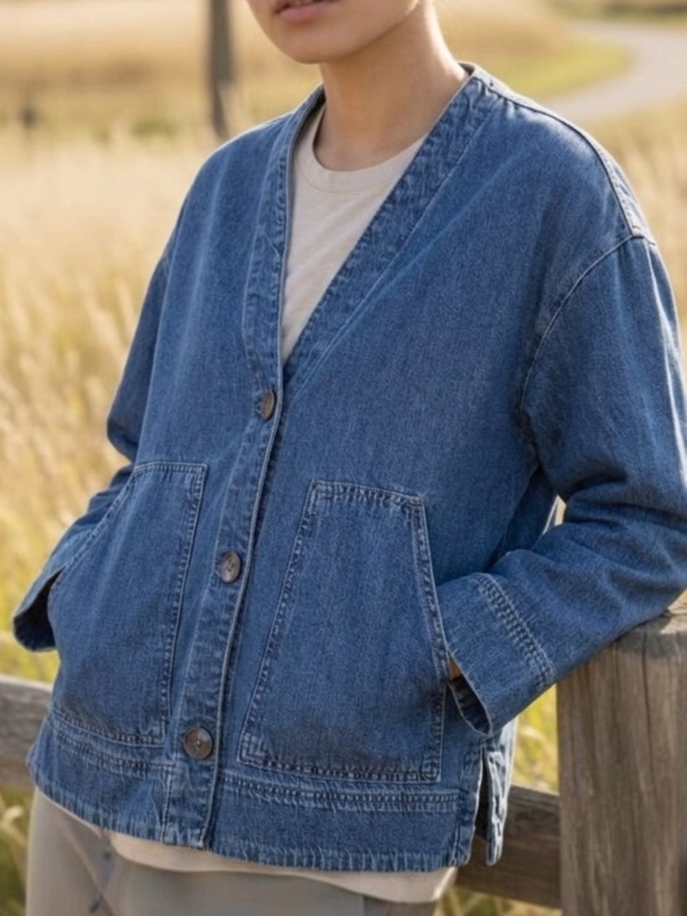 Free People We The Free Oversized Boxy Mimi Denim Jacket Shacket Chore Barn S